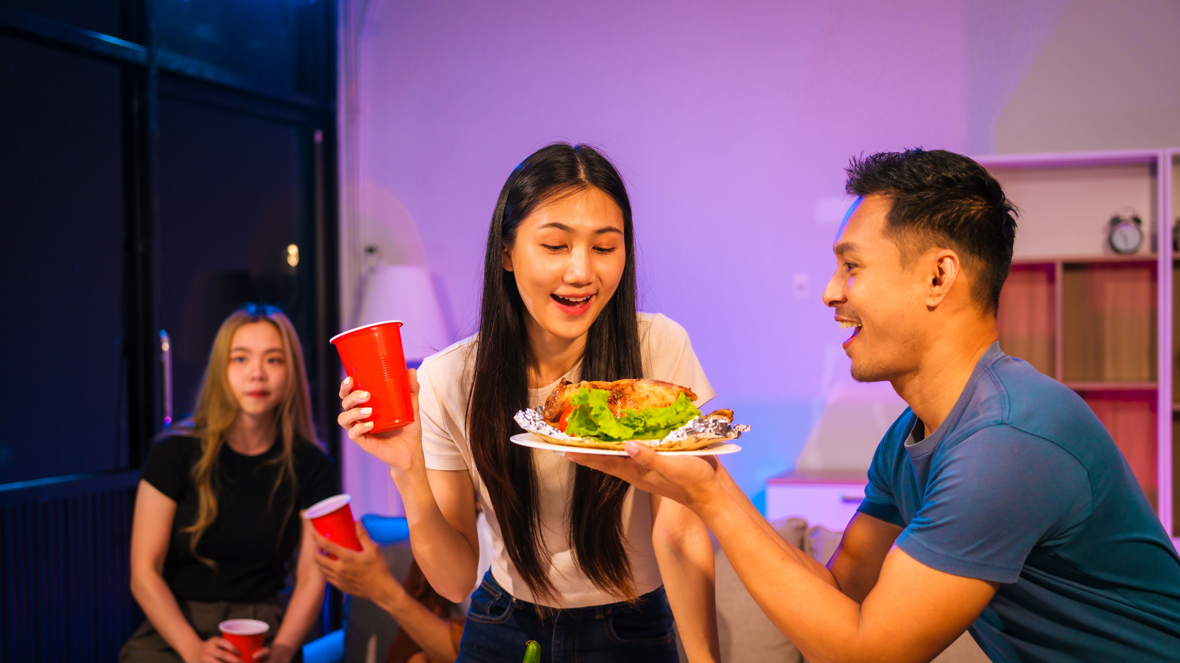 Asian friends are enjoying foods