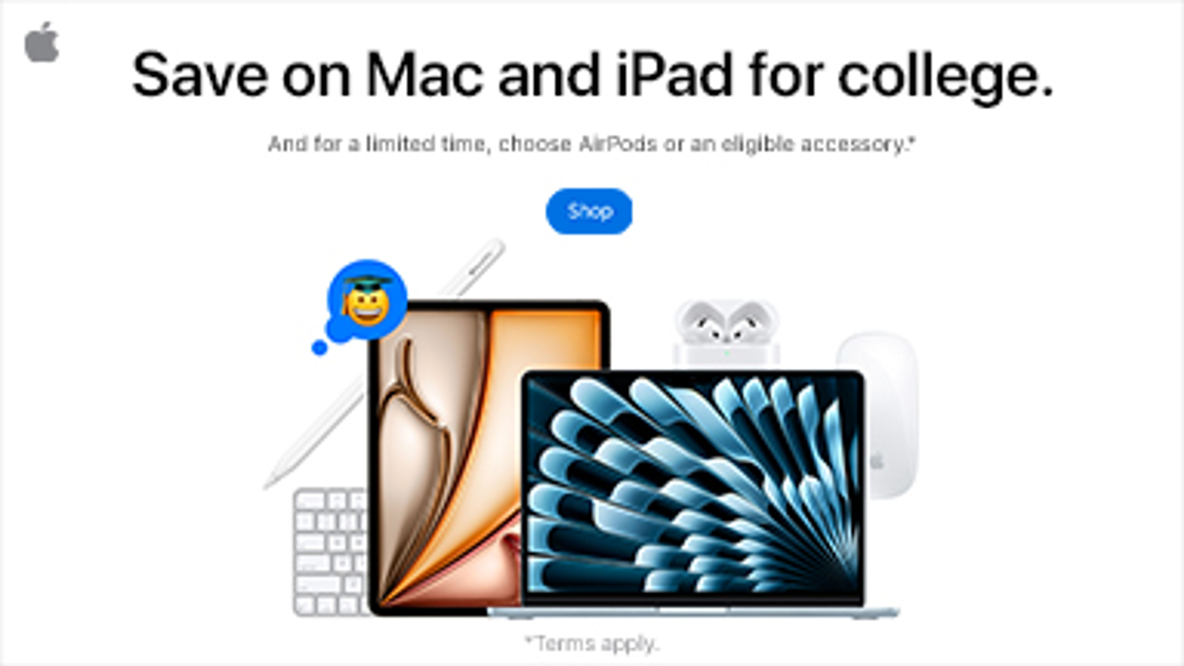 Halaman sepanduk yang menerangkan tawaran pendidikan Apple