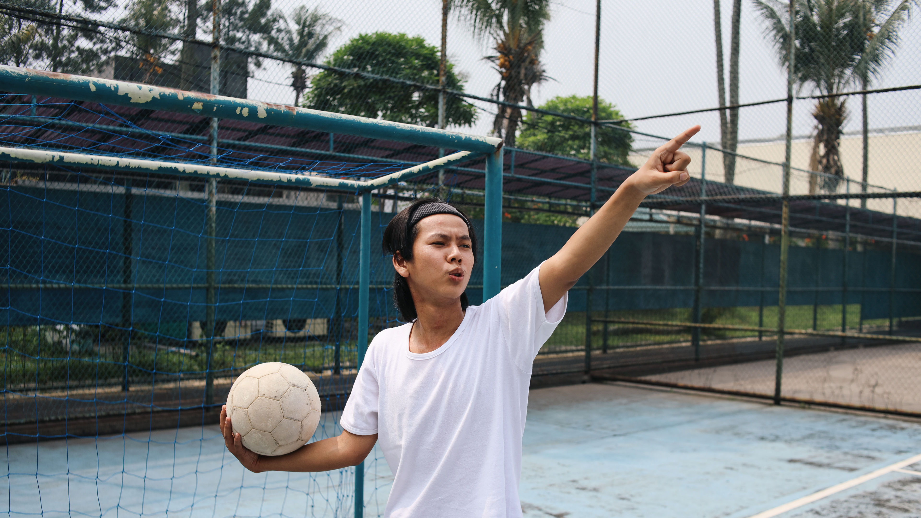 A man playing volleyball