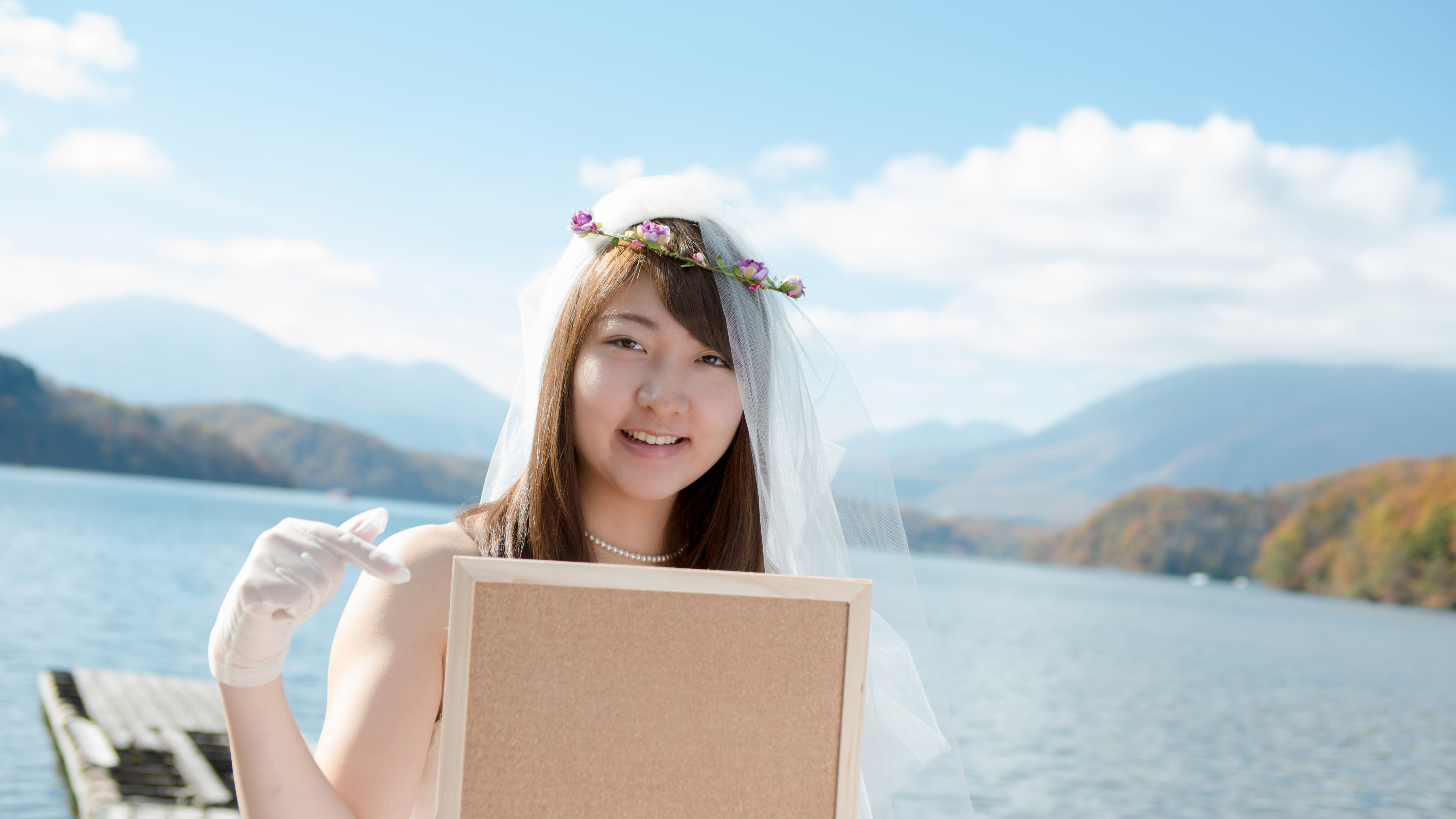 Smiling Bride with Board