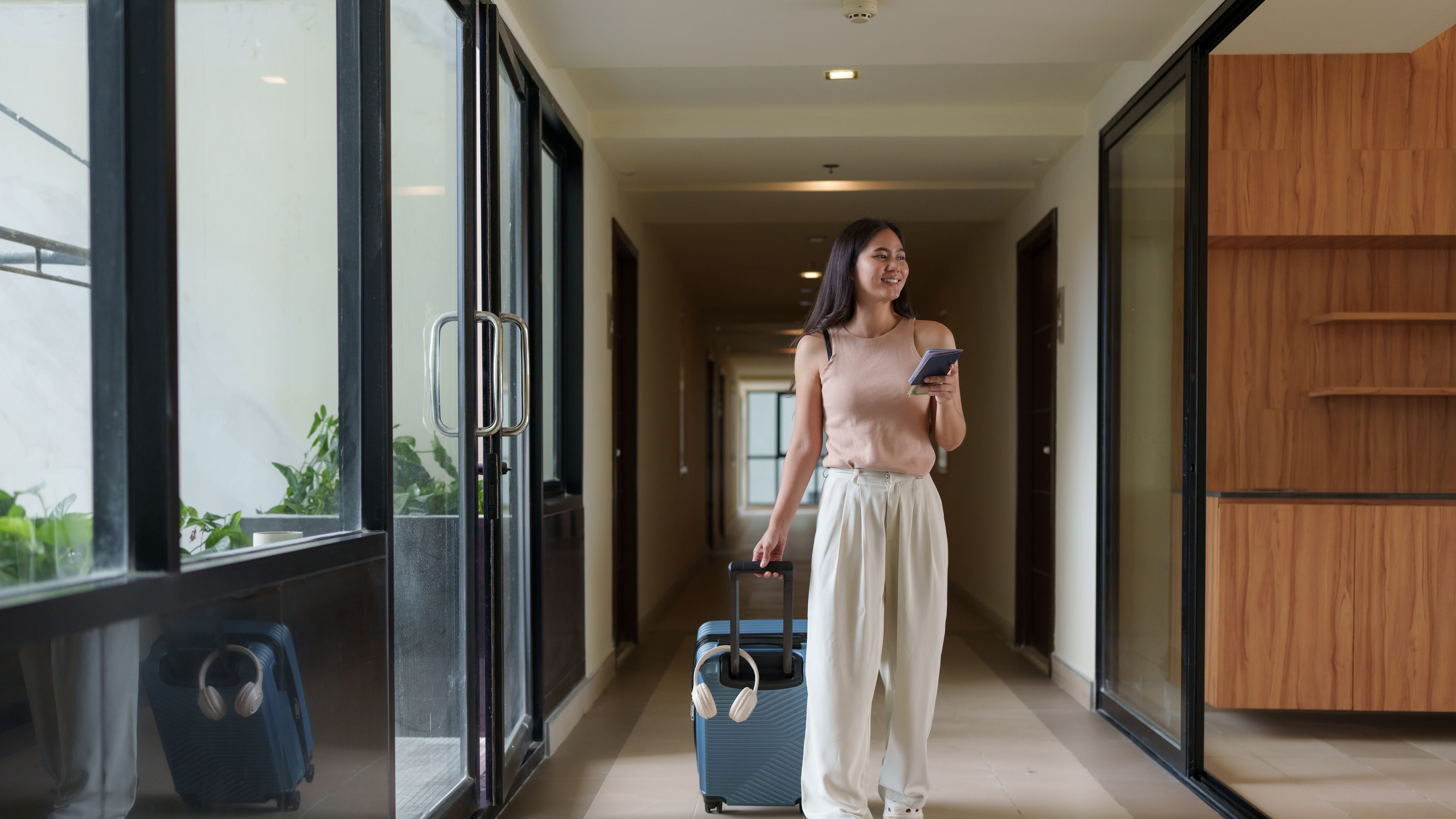 Woman in hotel